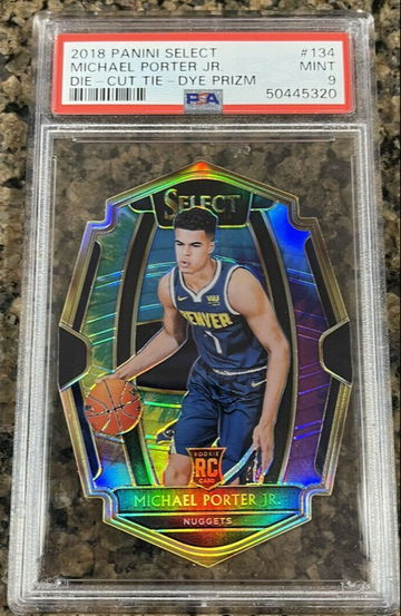 2018-19 MICHAEL PORTER JR Select Prizms Tie Dye Die Cut Prizm 134 PSA 9 GOLD #/25