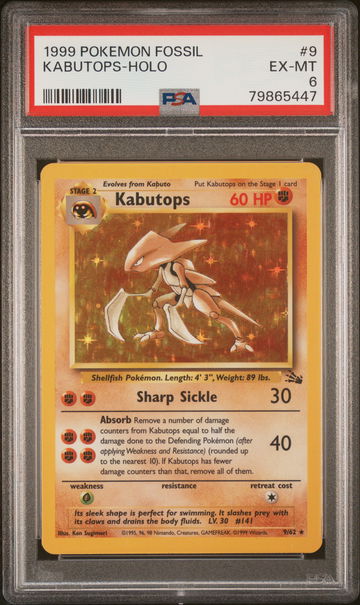 1999 Pokemon Fossil Holo Kabutops #9 PSA 6
