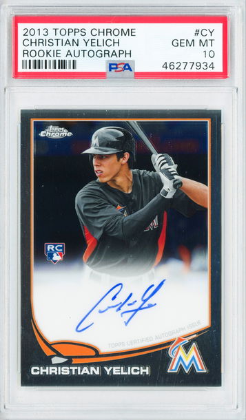 2013 Topps Chrome Christian Yelich Rookie Auto #CY PSA 10