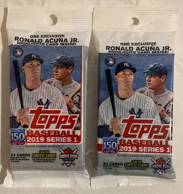 2 x 2019 Topps Series 1 Baseball Jumbo Fat Pack 34 Cards