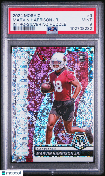 2024 Panini Mosaic Introductions Marvin Harrison JR. #3 Silver No Huddle PSA 9