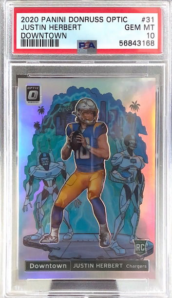 2020 Panini Donruss Optic Justin Herbert Downtown PSA 10