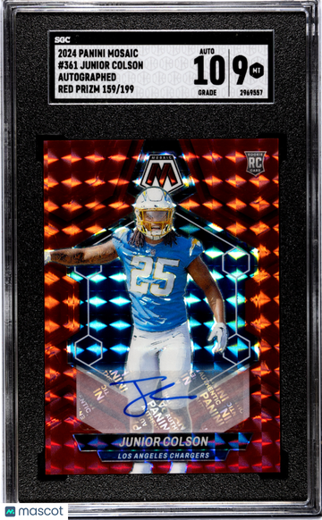 2024 Panini Mosaic Junior Colson #361 Autograph Red Prizm SGC 9 Auto 10