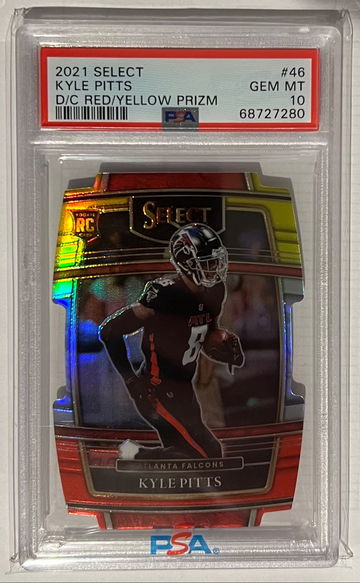 2021 Select Kyle Pitts Rookie Die Cut Red/Yellow Prizm Falcons PSA 10