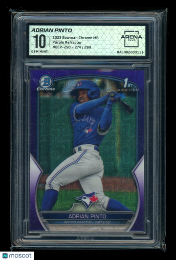 2023 Bowman Chrome Purple Refractor Adrian Pinto #BCP-250 /299 Arena Club 10