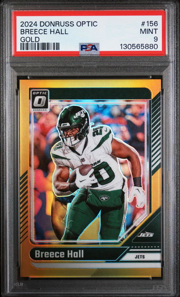 2024 Panini Donruss Optic Gold Breece Hall #156 /10 PSA 9