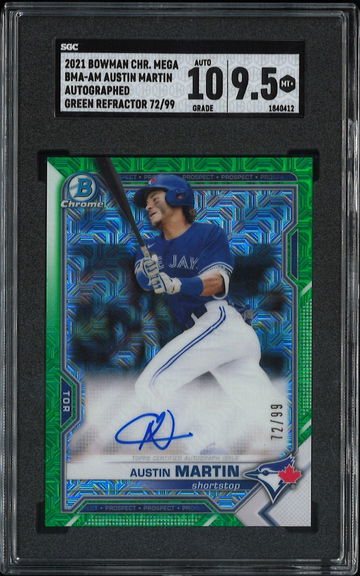 2021 Bowman Chrome Mega Box Austin Martin Green Refractor /99 SGC 10 9.5