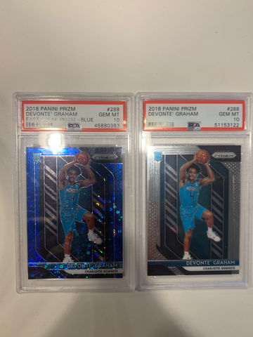 2018 Devonte Graham Fast Break Blue PSA 10/175 and Base Lot
