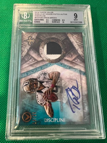2014 topps valor drew Brees auto patch 13/25 bgs 9 10 auto 