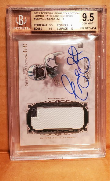 2013 Topps Museum Collection Geno Smith Jumbo Patch AUTO GEM MINT BGS 9.5 !!!