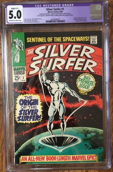 Silver Surfer #1 (1968) CGC 5.0 -- O/w to white; Origin w/ Watchers; restored
