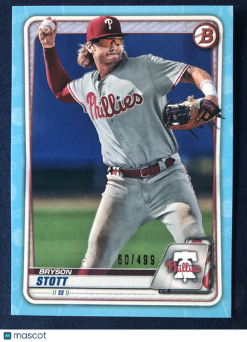 BRYSON STOTT 2020 Bowman Draft #BD-140 SKY BLUE Border 060/499 Phillies