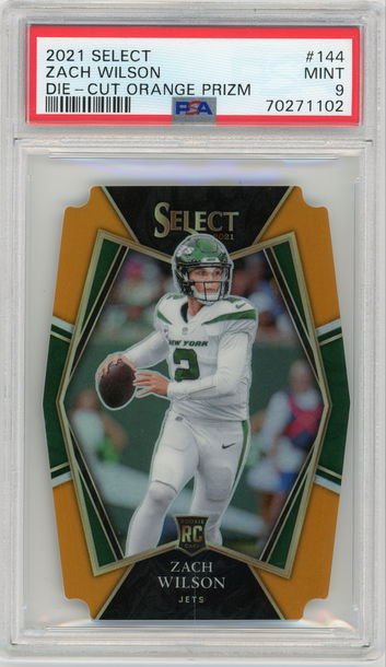 ZACH WILSON 2021 Select Orange Prizm Die Cut Rc #83/249 PSA 9