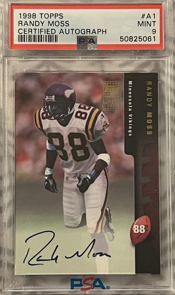 1998 Topps Randy Moss Autographed Rookie Card PSA 9