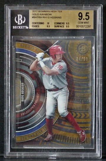 2017 Bowman High Tek Gold Rainbow /50 Rhys Hoskins BGS 9.5 Pop 4