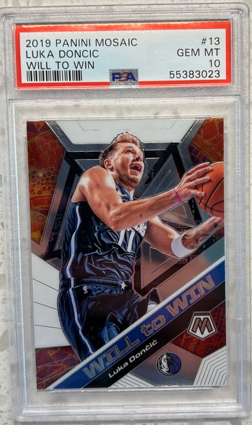 2019 panini mosaic luka doncic will to win psa 10 mavericks