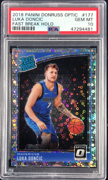 2018 Luka Doncic Optic Fast Break Holo Disco PSA 10 Gem Mint #177