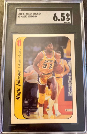 1986 Fleer Sticker Basketball #7 Earvin Magic Johnson - Graded SGC 6.5 EX NM+  Card 