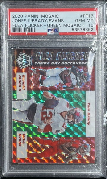 2020 Mosaic Tom Brady Ronald Jones Mike Evans Flea Flicker PSA 10 Green Prizm