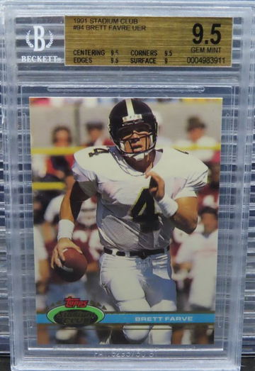   1991 Stadium Club #94 Brett Favre~Rookie Card~BGS 9.5~UER!