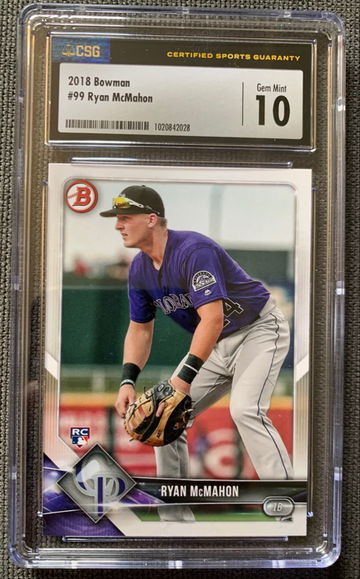 2018 Bowman Ryan McMahon Rookie Card CSG 10 Gem Mint