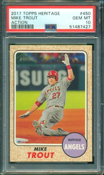 2017 Topps Heritage Mike Trout Action PSA 10