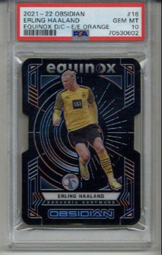 2021 PANINI OBSIDIAN EQUINOX D/C E/E ORANGE ERLING HAALAND LE 01/30 PSA 10