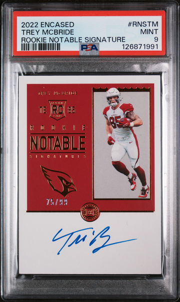 2022 Panini Encased Rookie Notable Signatures Trey Mcbride #RNSTM /99 PSA 9