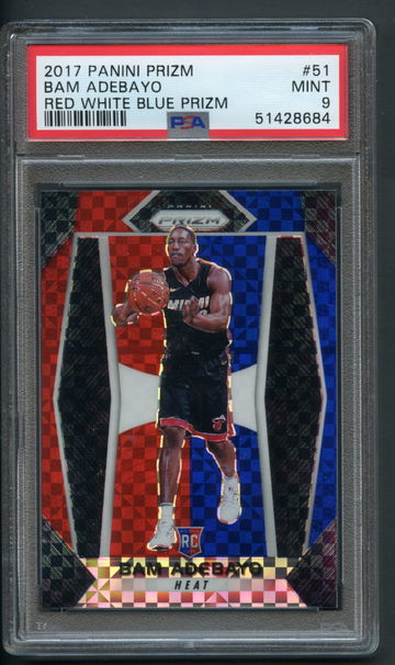 PSA 9 2017-18 Panini Prizm Red White & Blue Prizm Bam Adebayo #51 Rookie RC Heat
