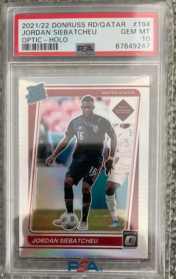 2021-22 Donruss Jordan Siebatcheu Optic Rated Rookie Silver Holo Prizm RC PSA 10