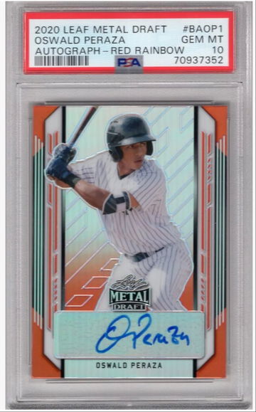 2020 Oswald Peraza Leaf Metal Draft Auto /5 PSA 10 GEM MINT