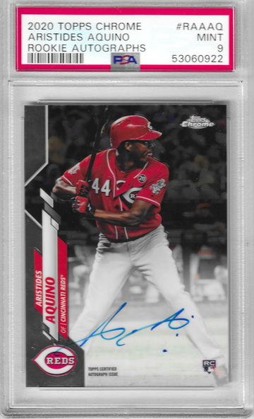 2020 Topps Chrome Aristides Aquino Rookie Autographs PSA 9