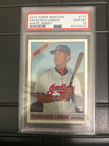 2015 Topps Heritage #717 Francisco Lindor RC White Jersey SP PSA 10