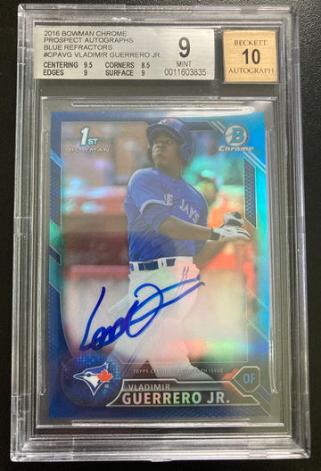 2016 Bowman Chrome Vladimir Guerrero Jr Blue Refractor Auto BGS 9 mint