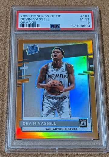 2020-21 OPTIC 🏀 DEVIN VASSELL PSA 9 ORANGE HOLO ROOKIE /199 SPURS RC SP 🔥