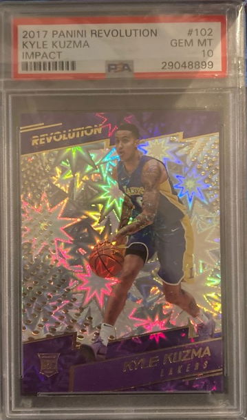 2017-18 Kyle Kuzma Rookie RC Impact Parallel Panini Revolution #102 PSA 10 Pop 3