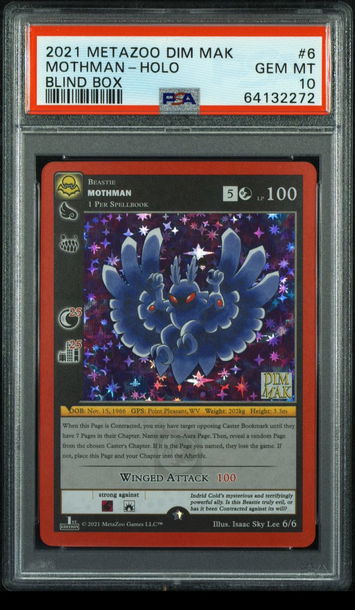 👕🦋 2021 Metazoo X DIM MAK MOTHMAN Blind Box-Holo  6/6 |PSA 10| MINT💎🧨