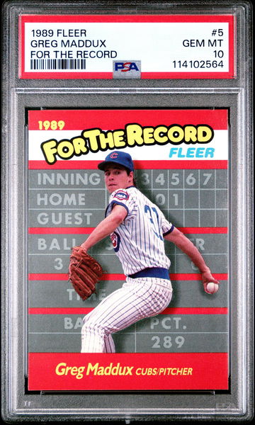 1989 Fleer For the Record Greg Maddux #5 /5 PSA 10