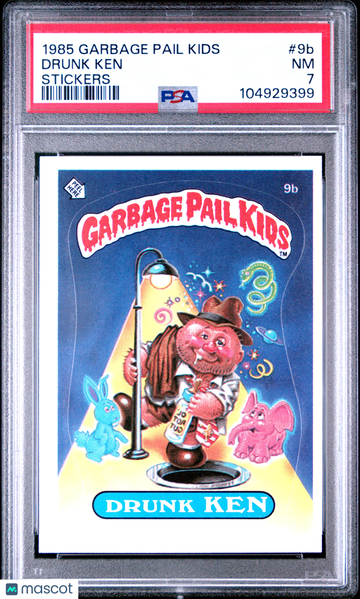 1985 Garbage Pail Kids Stickers Drunk Ken #9b PSA 7