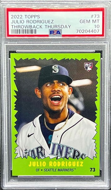 2022 Topps Throwback Thursday TBT #73 Julio Rodriguez PSA 10 RC Incredible Hulk