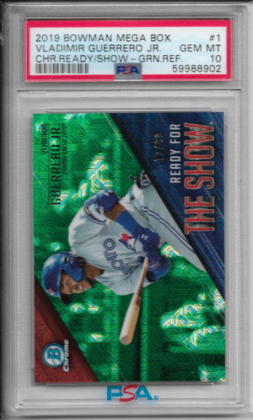 VLADIMIR GUERRERO JR. 2019 Bowman Chrome Ready for the Show #1 RC /99 PSA 10 Gem Mint RC