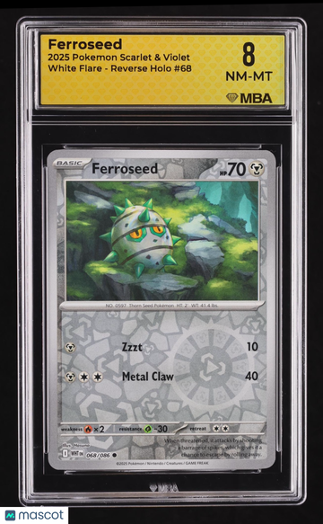 2025 Pokemon Scarlet & Violet White Flare Ferroseed Reverse Holo MBA 8 #68