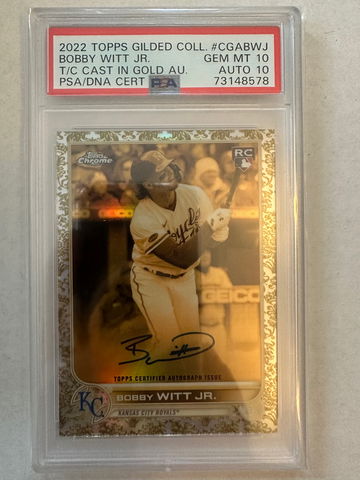 2022 Topps Gilded Collection Bobby Witt Jr. Cast In Gold 45/199 PSA 10/AUTO 10