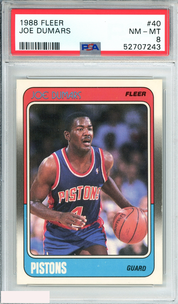 1988 FLEER JOE DUMARS #40 DETROIT PISTONS PSA 8 NM-MT