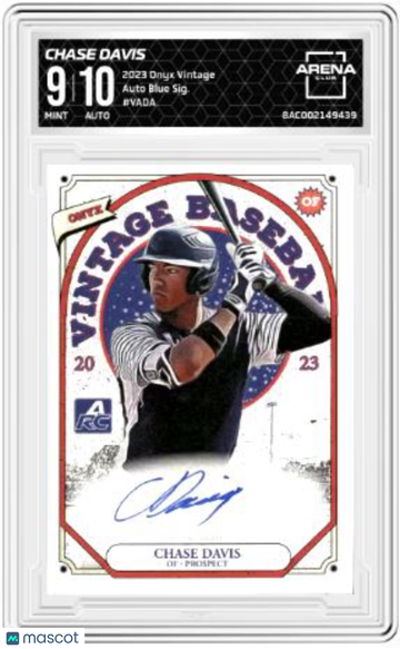 2023 Oynx Chase Davis #VADA Auto Blue RC Arena Club 9 Auto 10