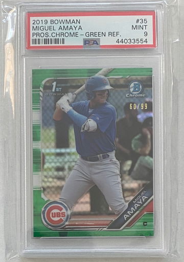 2019 Bowman Miguel Amaya 1st Chrome Green Refractor #60/99 PSA 9