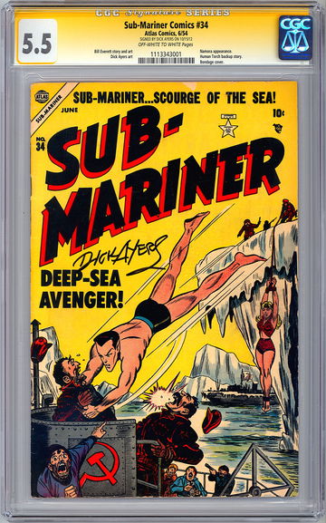 SUB-MARINER #34 CGC-SS 5.5 GA CLASSIC *SIGNED ORIG COVER ARTIST DICK AYERS* 1954