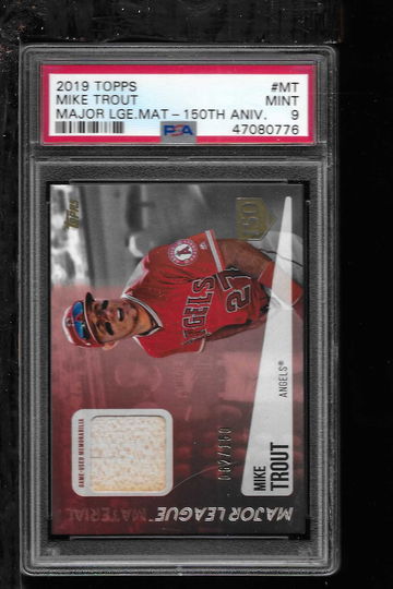 2019 TOPPS MIKE TROUT MAJOR LEAGUE MATTERIALS PSA 9 