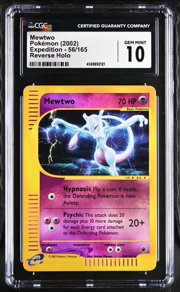 2002 Pokémon Expedition Base Set Mewtwo #56/165 Reverse Holo CGC 10