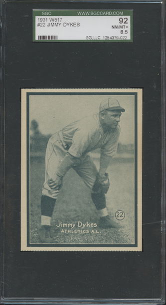 1931 W517 #22 Jimmy Dykes  Philadelphia A's  SGC 92 NM/MT+ 8.5